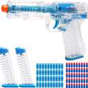 Soft Bullet Toy Gun Shell Ejecting, Realistic Toy Pistol with 50 Foam Bullets, 40 Shells & 2 Clips, Ideal Christmas Birthday Gift(Blue)