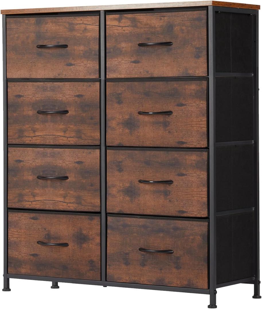 Sweetcrispy Dresser for Bedroom with 8 Drawers, Large Storage Tower | Fabric Chest of Drawers with Metal Frame Wooden Top for Closet, Living Room, Entryway, Tank