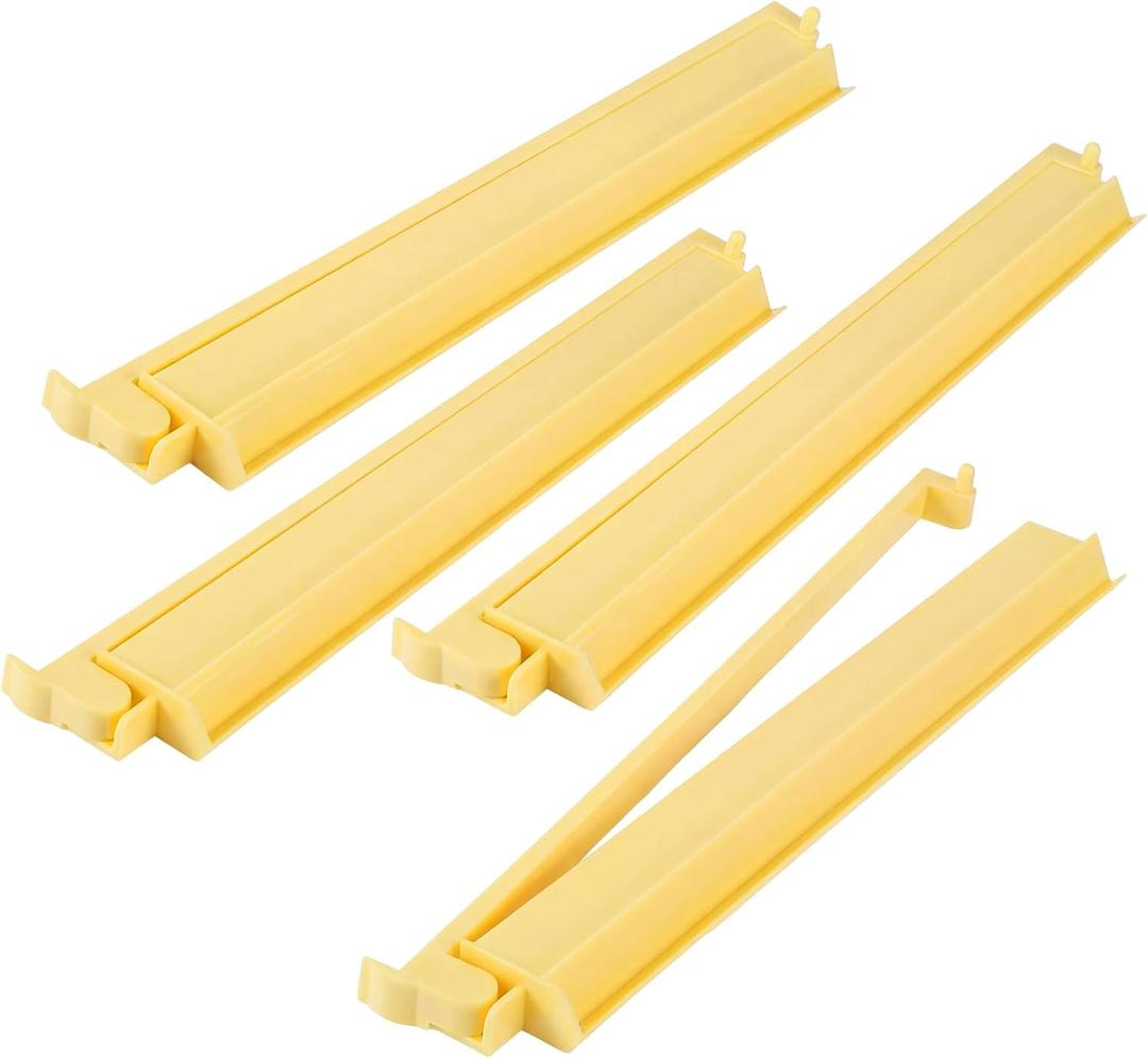4 Pcs 18.7 Inch Creamy Yellow Acrylic Mahjong Tile Racks with Pushers for Game Night American Mahjong Racks Tile Set for Mah Jong Lovers and Beginners