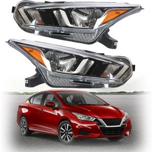 NI2502273 NI2503273 Left and Right Headlamps Assembly Replacement for 2020 2021 Versa Halogen Headlights Headlamp Pair Driver Passenger Side