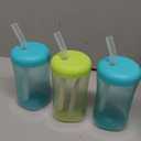 The First Years Squeeze & Sip Toddler Straw Cups - Squeezable Transition Sippy Cup with Silicone Straw - Toddler Feeding Supplies - 7 Oz - 3 Count - Ages 6 Months and Up (Small, Green/Teal)