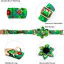 Lionheart glory St. Patrick's Day Dog Collar with Flower-Lucky Clover Shamrock Dog Bow Collar for Medium Dogs Green Spring Trefoil Dog Collar Flowers Adjustable Heavy-Duty Collar Pet Gift (Medium (Pack of 1)