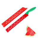 DECHOUS Watermelon Knife with Sleeve: Long Serrated Watermelon Knife for Melon Cutting - Kitchen Fruit Melon Cutter Slicer for Home Summer Party Fruit Serving (Red Green)