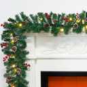 GUOOU 9 Foot Christmas Lighted Garland, Battery Operated Christmas Garland with Lights, Pre Lit Garland Wreath for Indoor Home Winter Holiday New Year Xmas Decorations