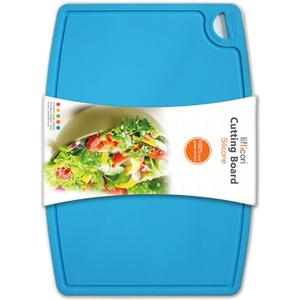 Liflicon Thick Silicone Cutting Board 12.6'' x 9.1'' Foldable & Flexible Design Juice Grooves Easy Grip Handle Dishwasher Safe-Blue