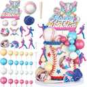 Novabright 42 Pcs Baseball Ice Cream Drip Birthday Cake Decorations Baseball Themed Birthday Cake Toppers Detachable Photo Props for Party Supplies(Ice Cream,Classic)