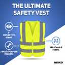 Neiko High Visibility Safety Vest ANSI Class 2, 2 Pockets, XXS