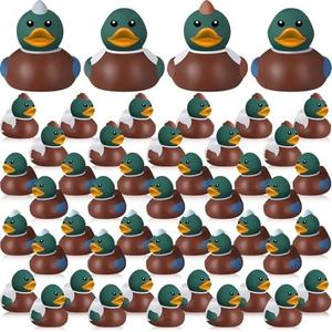 Hollowfly 24 Pcs Mallard Rubber Duck 2 Inch 4 Styles Floating Bath Toy Nature Rubber Ducky Adorable Duck Party Supplies for Birthday Gift Baby Shower Birds Lovers Hunting Decoration