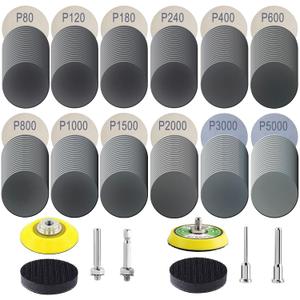 240Pcs 2 Inch Sanding Discs, Assorted 80 to 5000 Grit Silicon Carbide Hook & Loop Sandpaper with 1/4" 1/8" Shank Sanding Pads and Foam Buffering Pad for Wood Metal Car (2 inch 80-5000 Grit)