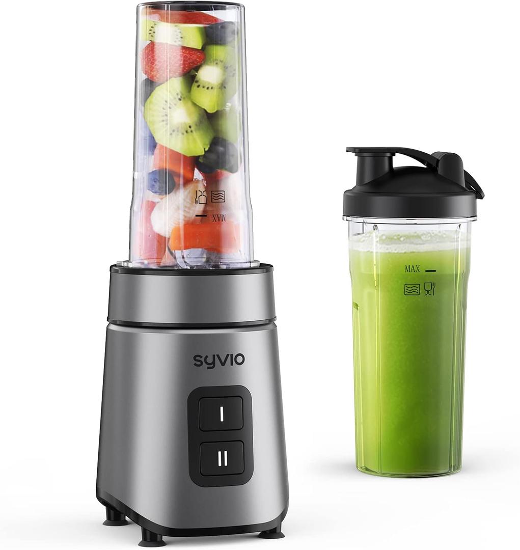 Syvio Blender for Shakes and Smoothies, 600W Personal Blender with 2 Speed Control, Bullet Blender with 2 BPA-Free 20Oz Sport Cup