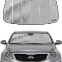 Windshield Sun Shade for Kia Sportage 2011-2016,Front Window Sunshade Shield, 2-in-1 Reflective Sun Shade,Silver for Summer, Black for Winter