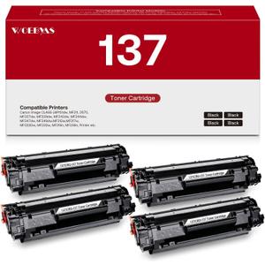 137 Compatible Toner Cartridge Replacement for Canon 137 Black Toner Cartridge, Work with Canon ImageClass D570, MF236n, MF216N, MF227dw, MF242dw, MF240, MF230, MF216n, MF236n, MF227dw (Black, 4-Pack)