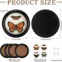 Beeveer 4 Pcs 7 Inch Vintage Round Wood Framed Butterfly Wall Art Insect Illustration Prints Picture Butterfly Art Wooden Wall Hanging Picture Frames for Living Room Bedroom Home Decor