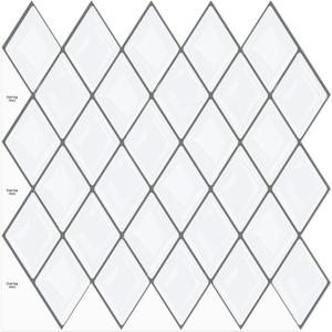 10-Sheet Peel and Stick Backsplash Tile for Kitchen Bathroom, Ist Momoreo Diamond Shape Backsplash Adhesive Tile 12"x12" - White, Grey Grout