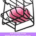 DEAYOU 4 Tier Shampoo Bar Holder for Shower, Self Draining Soap Bar Holders with Strong Suction Cup and Hooks, Rustproof Soap Dish Caddy for Bathroom Wall, Kitchen Sink, Conditioner, No Drilling Rack