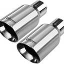 Upower Pack of 2 Exhaust Tip 2.5 inch Inlet 4 inch Outlet 9" Long 304 Stainless Steel 2.5" to 4" Diesel Exhaust Tailpipe Tip Double Wall Slant Cut