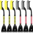 Funtery 6 Pcs 27" Snow Brush and Ice Scrapers for Car Snow Scraper and Brush with Foam Grip Detachable Ice for Car SUV and Truck (Red,Yellow)
