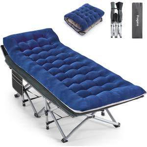 Fragess Camping Cot, Sleeping Cots for Adults, Portable Camping cots with Mattress, Pillow and Carry Bag, 1200D Double Layer Oxford, 600 LBS Weight Capacity Cots for Sleeping (Blue)