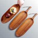 Wooden Serving Trays with Handle, 3PCS Acacia Wooden Trays Dinner Plates16.5 Wooden Plates Wood TraySolid Wood Plate for Meat Steak Dessert Bread Unbreakable Farmhouse Plate
