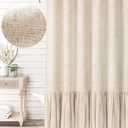 Awellife Farmhouse Shower Curtain Ruffle Linen Textured Boho Shower Curtain for Bathroom, Beige 36" W x 72" L
