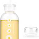 WHJY 16oz Cute Matte Glass Water Bottle with Straw, Milk Juice Bottle with Scale, 2 Lids, Little Daisy Sunflower Portable Cup - Clear 4 Sunflowers
