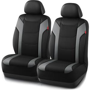 Rubbermaid Leather Car Seat Cover Universal Front Seat Cover, Airbag Compatible, Easy to Install, Water-Resistant and Durable Automotive Seat Cover for Cars, Trucks, SUVs, Vans Gray