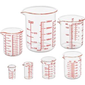 High Borosilicate Glass Measuring Cup Set-V-Shaped SpoutIncludes Glass Measuring Beaker for Kitchen or Restaurant, Easy to Read(Pack of 5)
