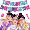 2 x 25PCS Gymnastics Photo Booth Props Set  Pink & Purple Paper Letter Print Selfie Props with Sticks for Gymnast Birthday Parties, Little Girl Themed Events & Photo Booth Decorations