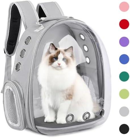 Pet Backpack Carrier, Bubble Backpack Cat Carrier, Pets and Small Dogs, Space Capsule Pet Carrier for Traveling, Walking, Hiking and Outdoor Activities (Gray)