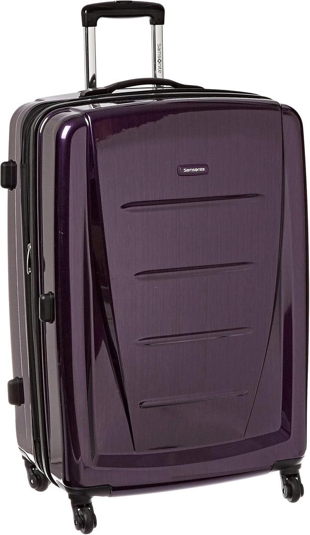 Samsonite Winfield 2 Hardside Expandable Luggage with Spinner Wheels, Purple, Checked-Large 28-Inch