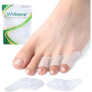 Welnove Gel Pinky Toe Separators - 8 Pack Pinky Toe Spacers, Bunion Cushions Pads for WomenMen, Silicone Little Toe Protectors for Preventing Rubbing & Relieve Pressure(Clear)