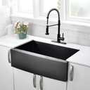 33 Inch Black Farmhouse Sink - VOKIM 33 x 22 Apron Front Farmhouse Sink Stainless Steel 16 Gauge Single Bowl Gunmetal Kitchen Sink