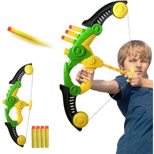 Soft Arrow Bow Set for Kids Beginner, Easy Foam Archery Kit for Starters, with 4 Soft Darts Arrows, Safe Outdoor Indoor Shooting Games Activity for Toddler Boys Girls