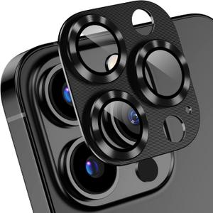 Korecase 2 Pack Designed for iPhone 13 Pro & iPhone 13 Pro Max Camera Lens Protector Metal Tempered Glass Camera Cover, Whole Piece 9H Strong Stickiness Rear Camera Lens Case Friendly - Black (Graphite)
