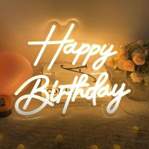 Happy Birthday Neon Sign, 31"x15"Happy Birthday Led Sign for Backdrop Party Wall Decor with Dimmable Switch  Brightness Adjustable 2PCS Happy Birthday Light Up Sign Party Decoration (USB Powered)