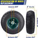2 Pcs 10" Flat Free Tires Solid Pneumatic Tires Wheels, 4.10/3.50-4 Air Less Tires with 5/8 Center Bearings, for Wheelbarrow/Trolley Dolly/Garden Wagon Carts/Hand Truck/Wheel Barrel/Lawn Mower, 2 Pack