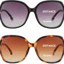 JM 2 Pack Bifocal Reading Sunglasses for Women, Fashion Oversized Sun Readers UV400 Protection Spring Hinges +1.25(Black&Tortoise)