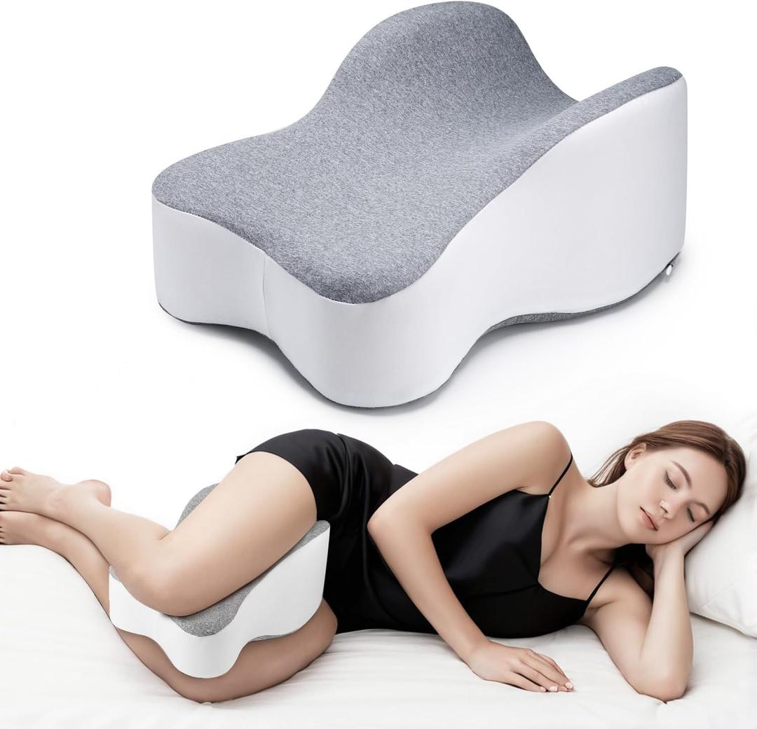 anzhixiu Long 14 Knee Pillow for Side Sleeper Fully Support Thighs and Knees for Required Knee Separation- Leg Pillow for Side Sleeping Between Legs Aligns Spine- Large, Gray