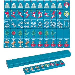 American Mahjong Tile Set with Carrying Bag and Accessories, 160 Acrylic Engraved Mahjong Tiles (Peacock Blue)