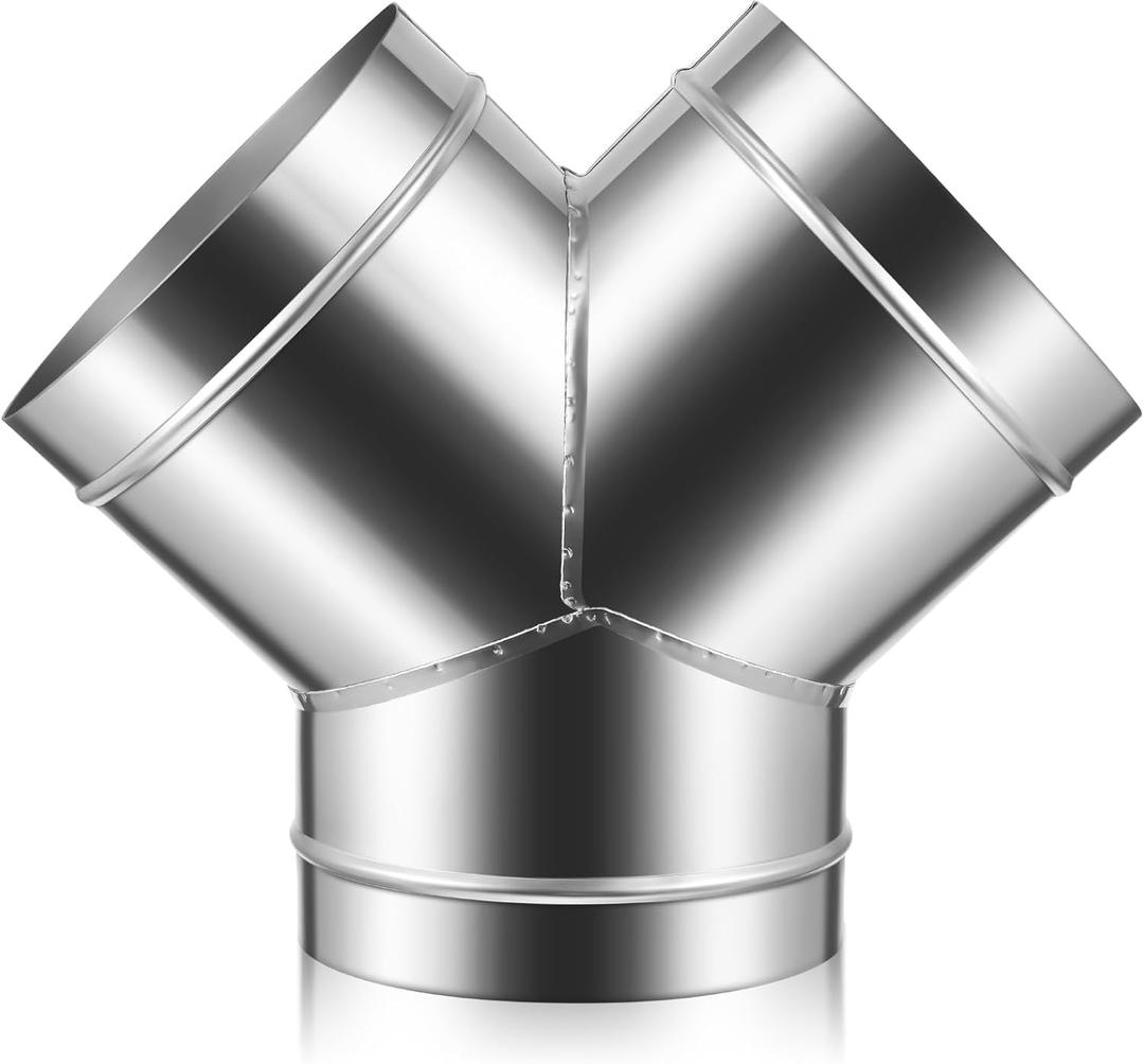 MorningRo 8 Inch Dust Collection Fitting Galvanized Steel Y Shape Duct Splitter Metal 3 Way Fitting Adapter Vent Connector for Exhaust Fan House Dryer Vent Ducting Adapter Duct Hose Dryer Connector