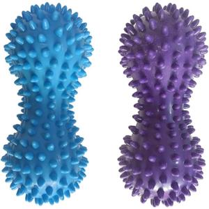2 Pack Peanut Massage Ball Roller Spiky Double Lacrosse Balls Trigger Point for Stress Reflexology Foot Muscle Therapy Deep Tissue Relieve Strength Exercise Fitness Body