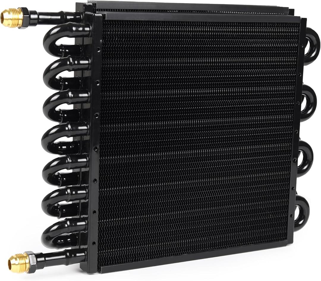 1/2" Transmission Cooler 16 Pass Aluminium alloy 8AN Tube Fin Air Compressor Aftercooler Oil Cooler Universal Black