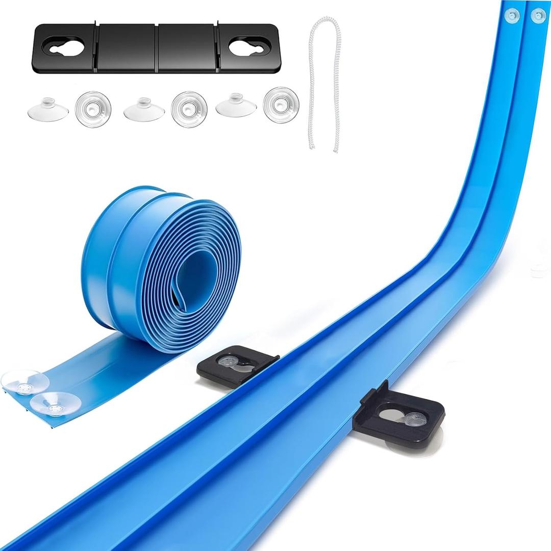 15 Ft Flexible Race Track for Kids, Two-Lane Flex Blue Track for 1:64 Diecast Cars, Includes 6 Suction Cups & 1 Rope, Portable Design, Birthday Gift for Boys & Girls Ages 3-8 (Cars Not Included)