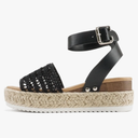 Soda Topic Open Toe Buckle Ankle Strap Espadrilles Flatform Wedge Casual Sandal, Size 9