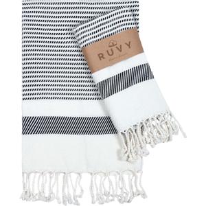 Ruvy Home Basics Turkish Hand Towels for Bathroom Set of 2 | 18"x40", Cotton | Decorative Towel for Bathroom, Kitchen, Dishcloth, Tea, Yoga, Face, Gym - Black (Modern - 2 Pack)