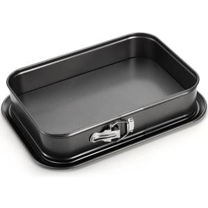 SOUJOY Springform Cake Pan, Non-stick Cheesecake Pan, 14 x 9 Inch Large Rectangle Cake Pan with Removable Bottom, Ice Cream Cake Bakeware, Black