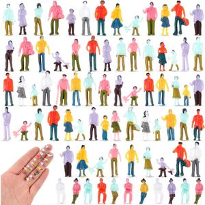 Namalu 100 Pcs Mini People Figurines 1: 150 Scale Museum Architectural Painted Tiny Model Sitting and Standing Plastic People Assorted Poses Model Trains for Miniature Scenes