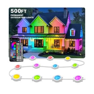 LITSOUL 500FT Permanent Outdoor Lights for House Waterproof, Smart RGB Eave LED Lighting with 16 Million Colors, IP67 Outdoor Strip Lights for Christmas Halloween Holiday Daily Decorations(500FT)