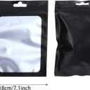 Boao 100 Pieces Resealable Foil Food Storage Bags with Clear Window Coffee Beans Candy Packaging Pouch for Food Small Business Supplies for Jewelry Self Sealed Storage Bags(7 x 10.2 Inch,Black)