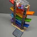 Wood City Toddler Toys for 1 2 3 Years Old, Wooden Car Ramp Racer Toy Vehicle Set with 7 Mini Cars & Race Tracks, Montessori Toys Craft Gift for Toddlers Boys and Girls